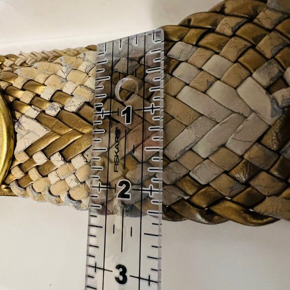 Braided Belt-Women's Size Small-2 1/2" wide-Bronze/Tan mix-Casual-Lightweight - Picture 10 of 13
